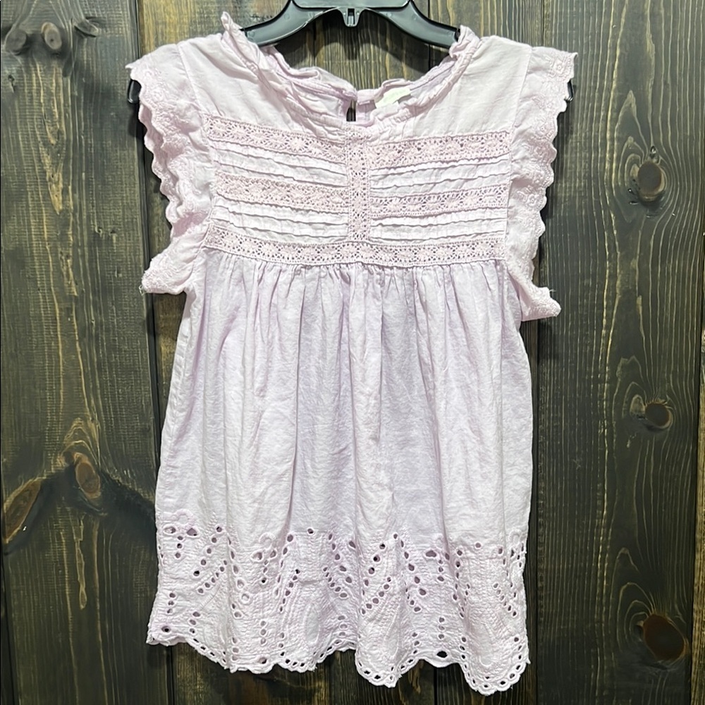 Jennifer & Grace Babydoll Top M Purple Ruffle Eyelet Lace Small Boho Girly‎ Y2K